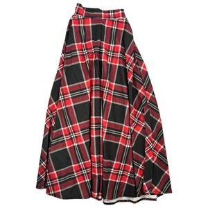 Agnes & Dora Ball Skirt Plaid Red Black White Full Midi Womens Small